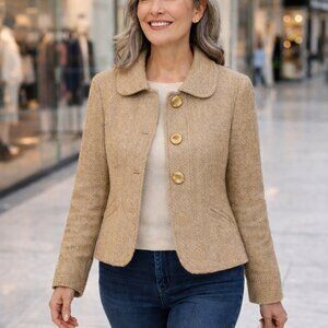 Talbots Tweed Short Coat - Cream Color